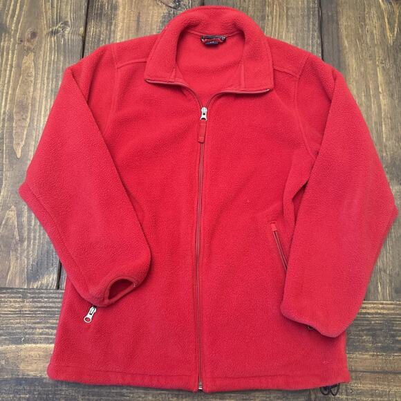 Women’s Lands XS Red Full Zip Fleece Jacket, Size 2-4, Made In USA‎ - Picture 1 of 6